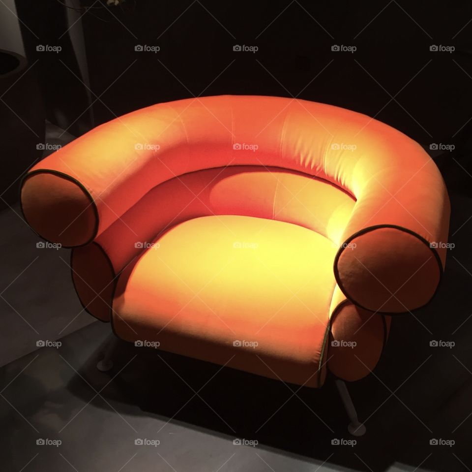 Orange armchair, interior design
