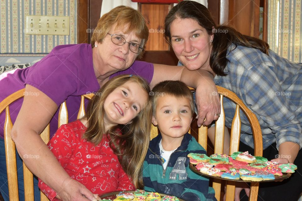 Family fun making cookies for santa