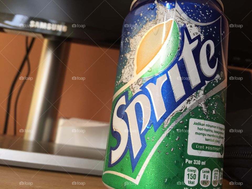 Sprite can. I took the photo after i finished before i put it on the trash can
