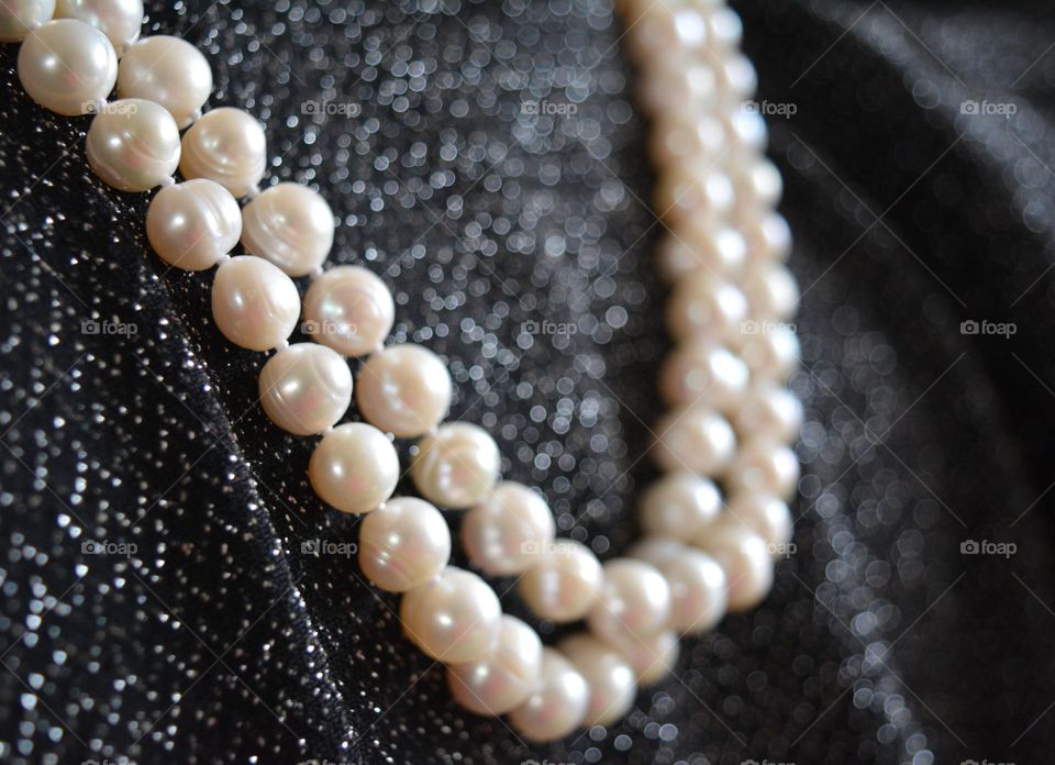 woman accessories pearls close up