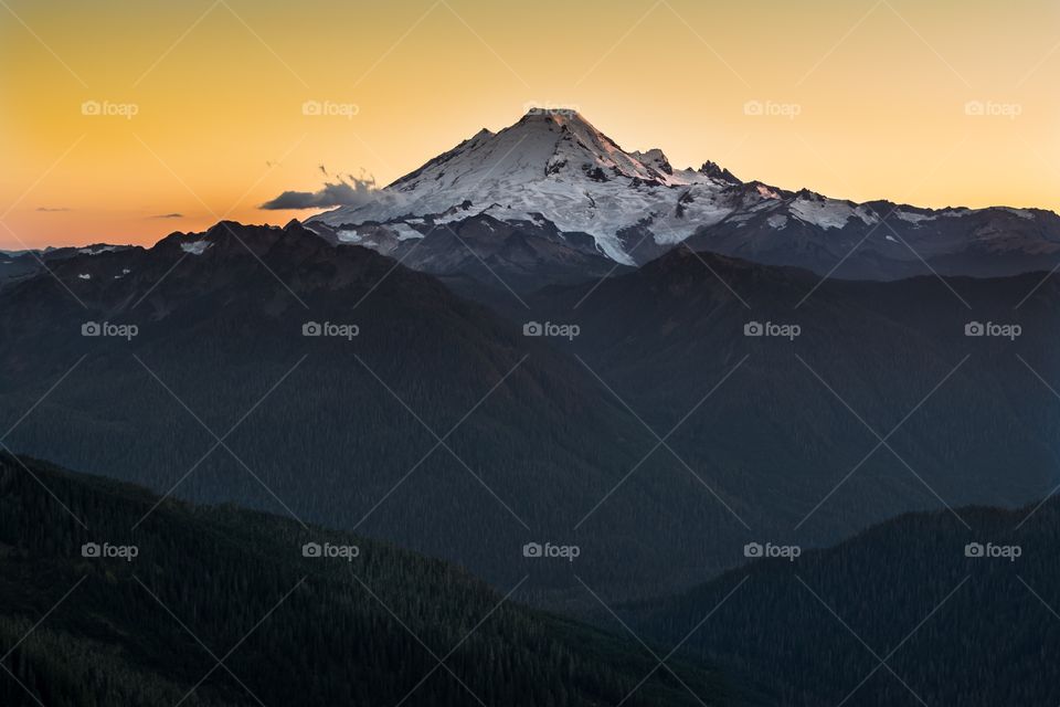 Mt. Baker, Washington surrounded by the Pacific Northwest's forest.