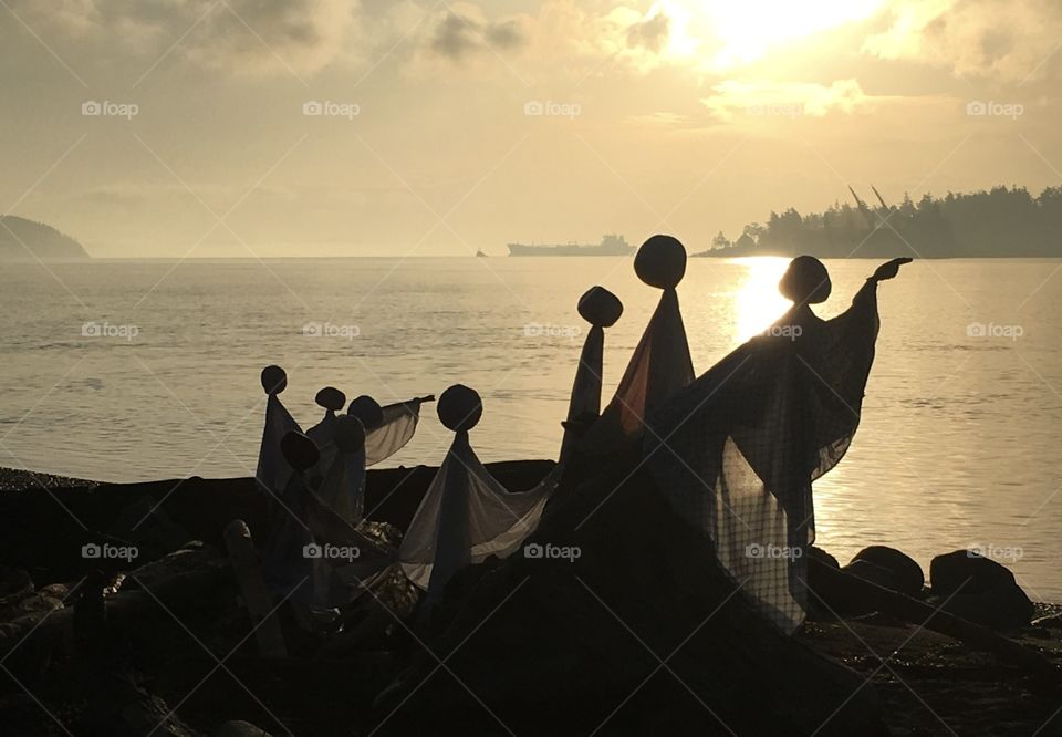 Halloween ghosts at the Guemes Island ferry dock