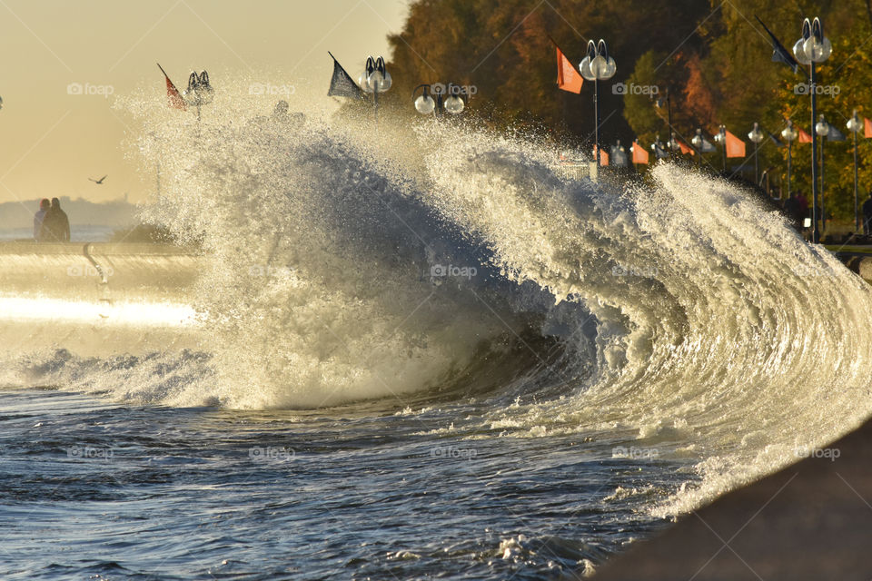 storm on the baltic sea in Gdynia, Poland