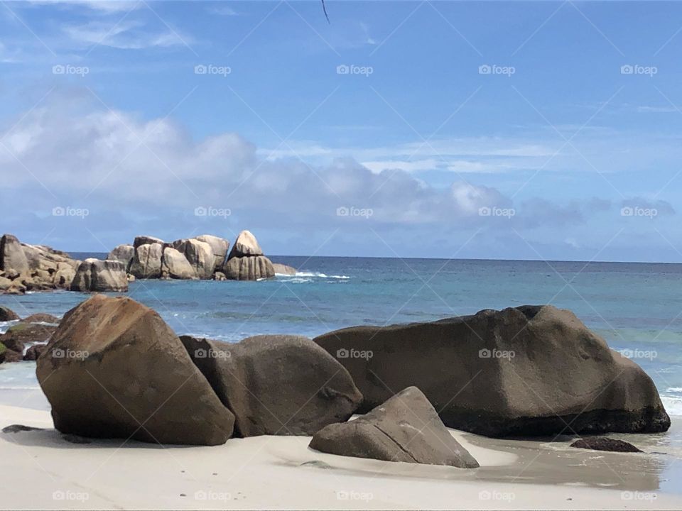 Seychelles beach with boulders 3
