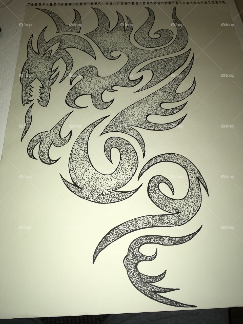 My Dragon sign. Drawn in pointillism 