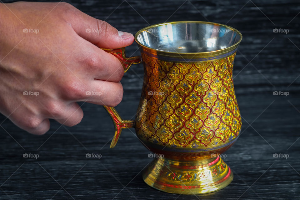 Indian vintage solid brass cup