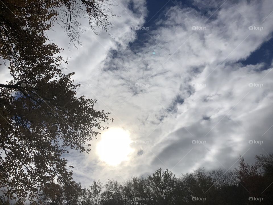 Sun in the clouds on a fall day 