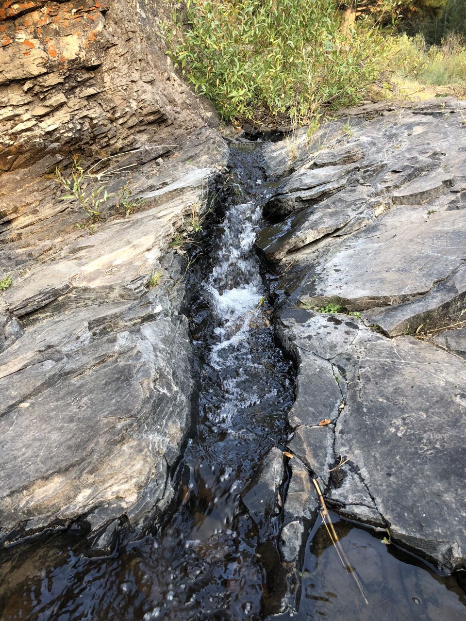 Stream through rock