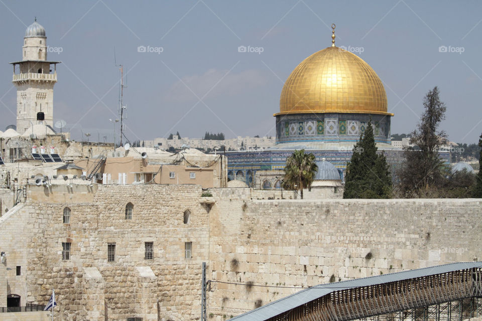 Israel Jerusalem mosque dome covered with gold