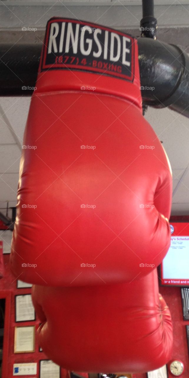 Giant red boxing gloves