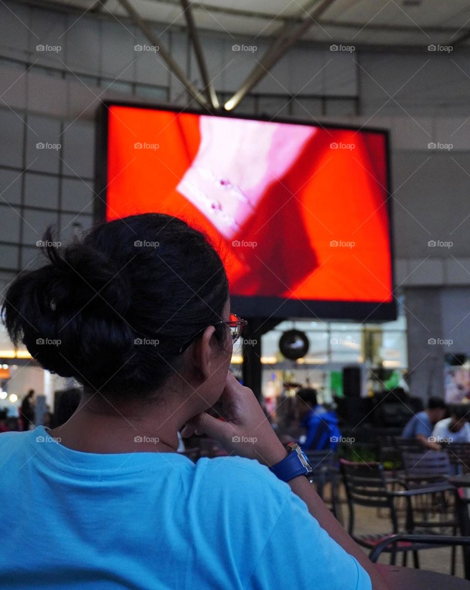 woman watching television - watching movies