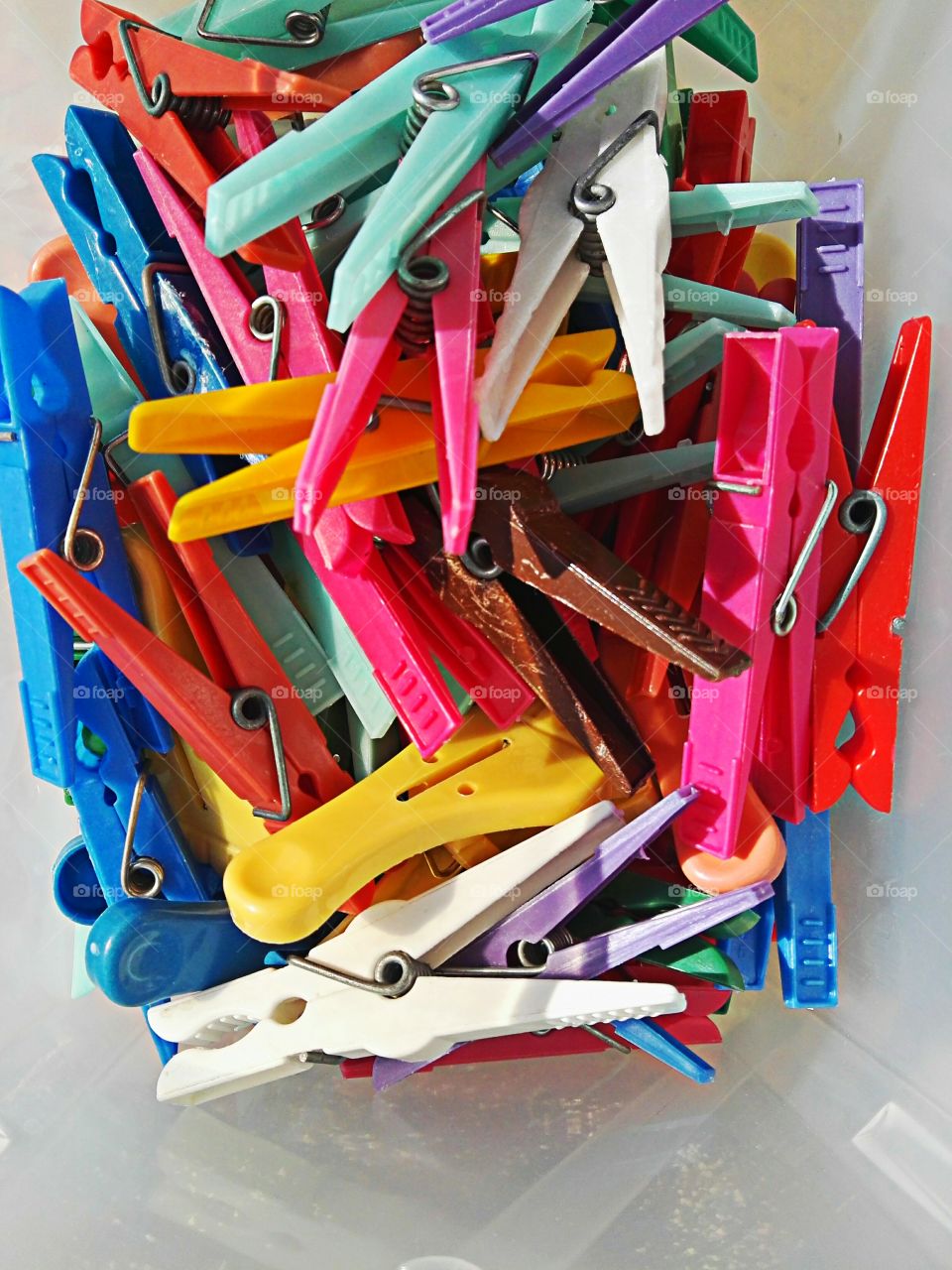 colorful clips in white box