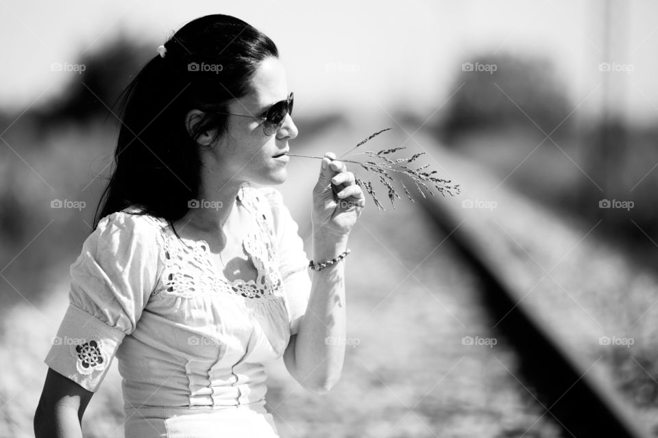 Woman with branch