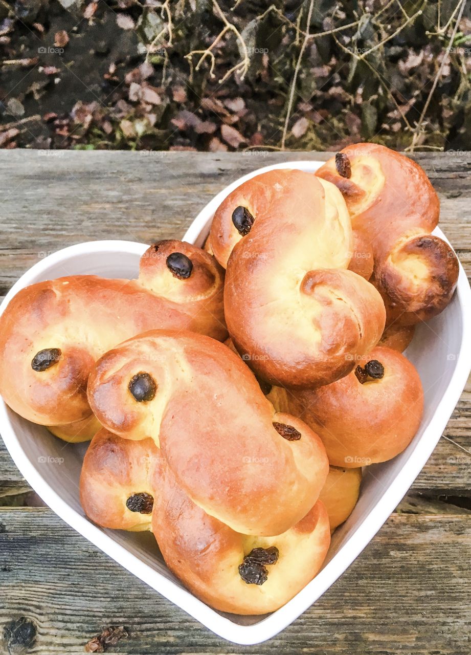 Vegan lussebullar saffron buns in Sweden