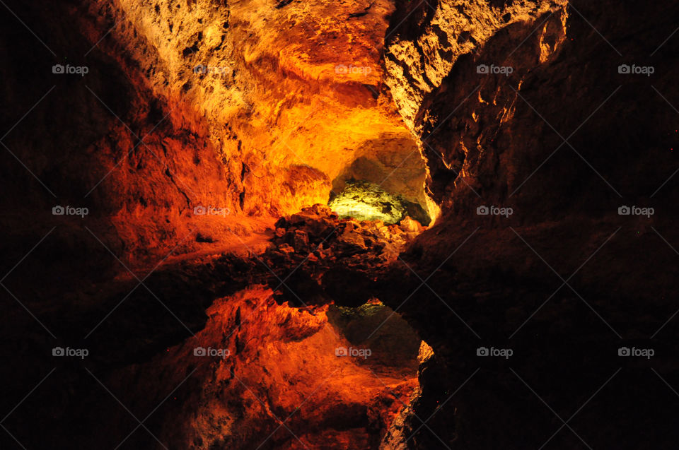 No Person, Cave, Subway System, Flame, Rock