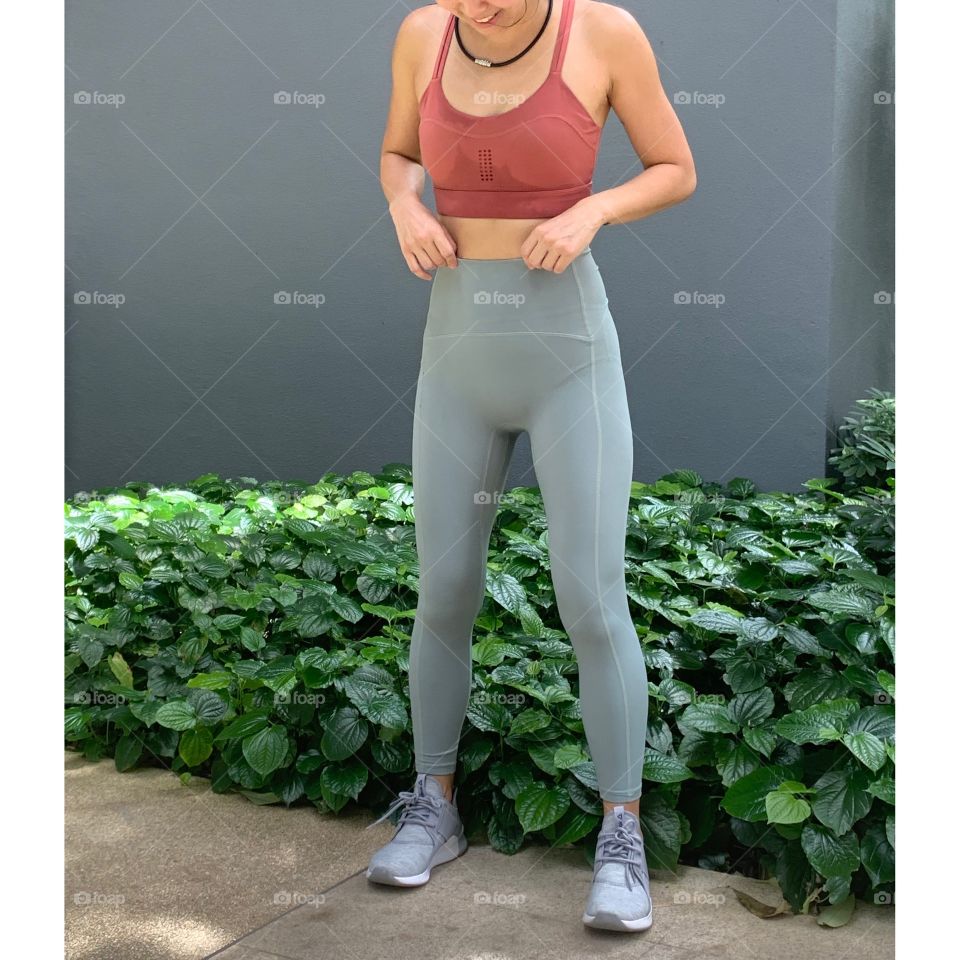 light blue buttery soft leggings for fitness and exercise outdoors sweat it out 