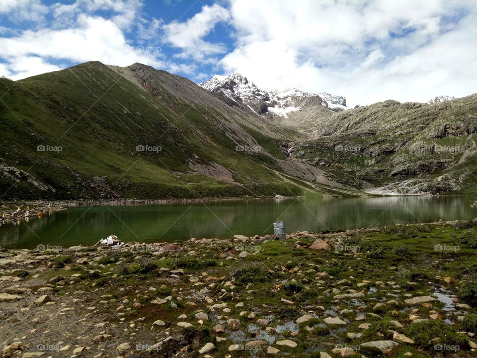 Snow mountain and lakes