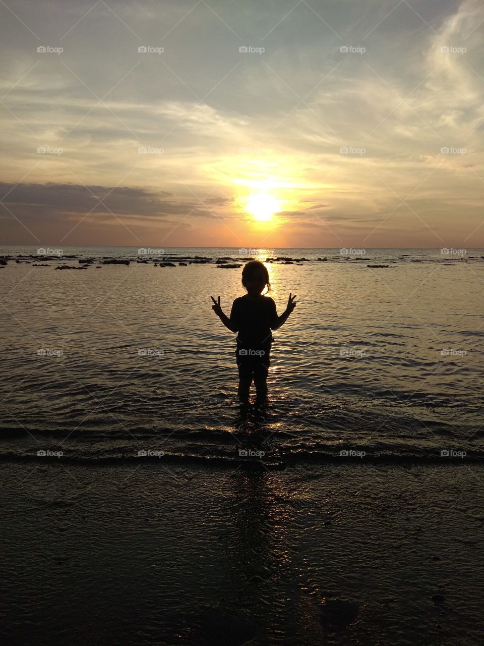 Sunset in lombok beach