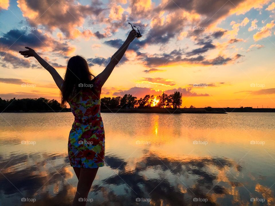 Woman and sunset