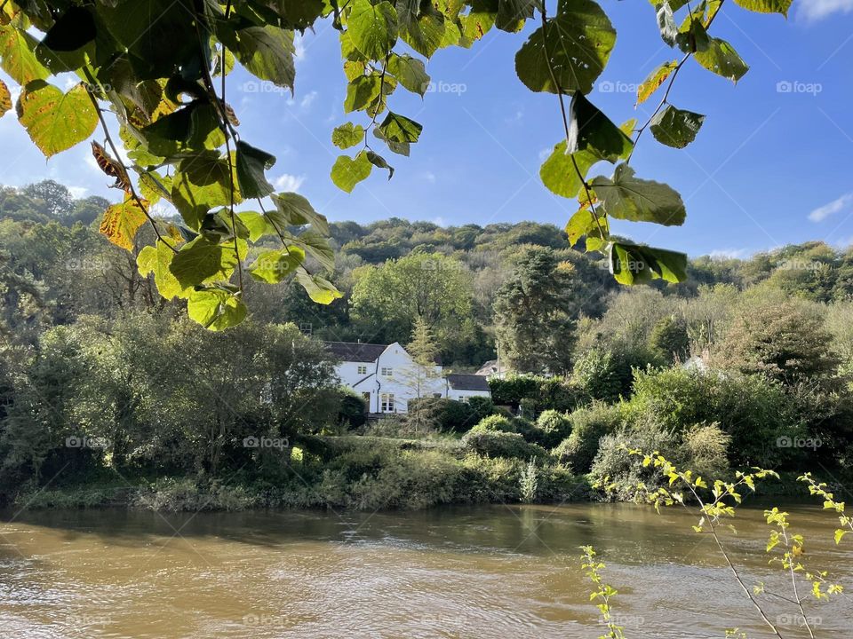 Walking along the riverbank at Ironbridge Shropshire 