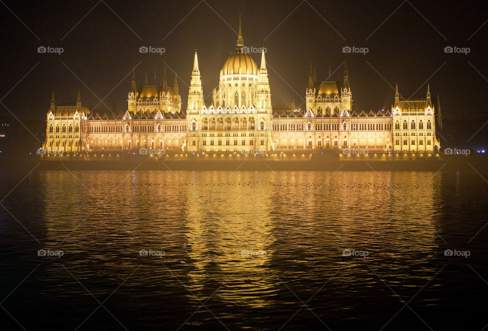 Illuminated parliament at night