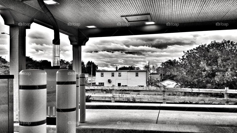 Architecture. View Through a Bank Drive-thru