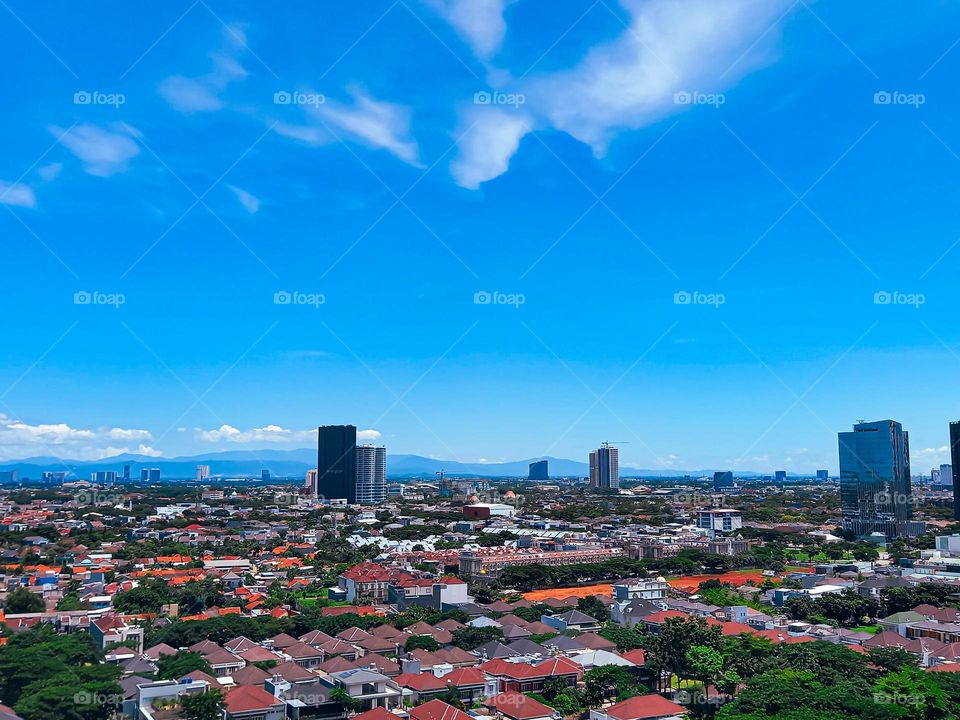 View of housing and blue sky