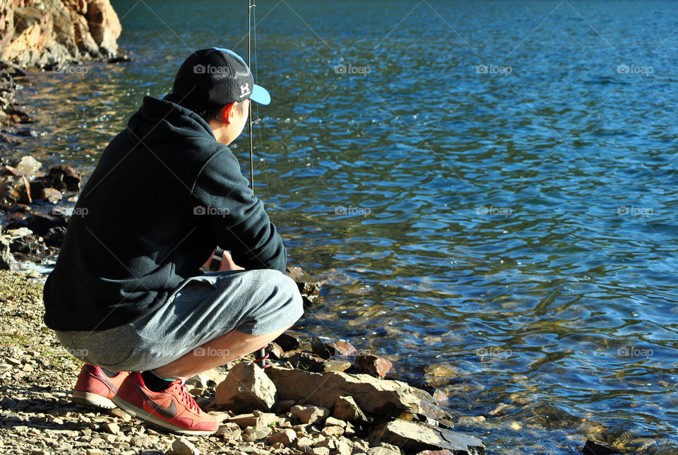 Fishing at lake