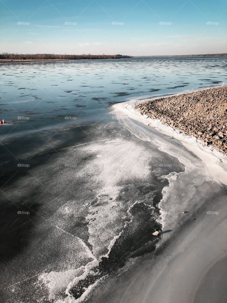 Lake frozen to water