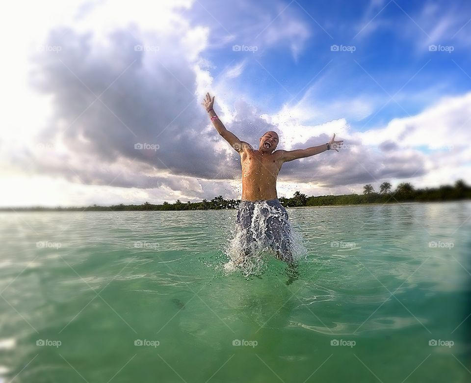 jumping in the sea