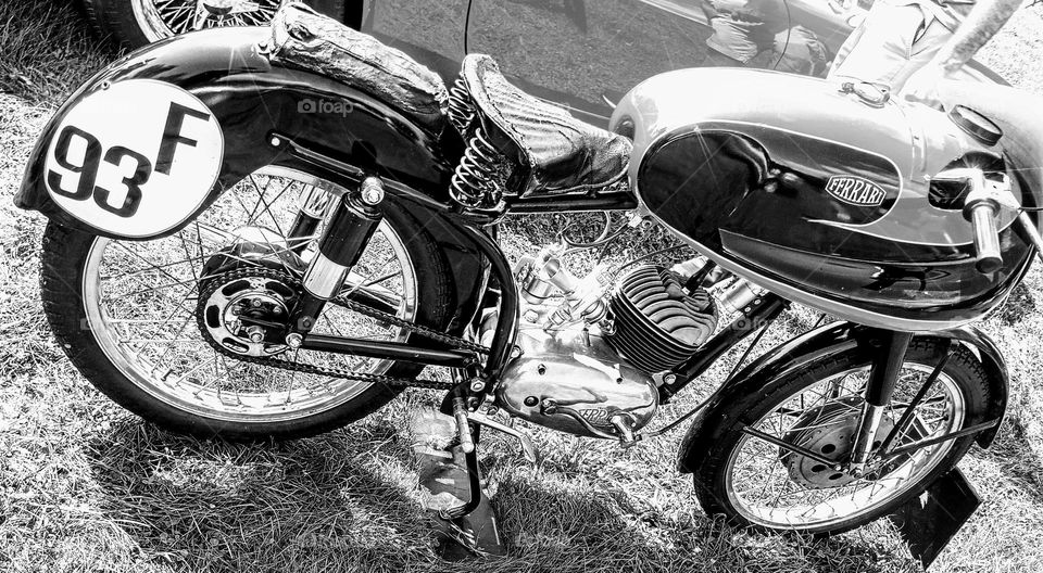 Black and White Ferrari Motorcycle