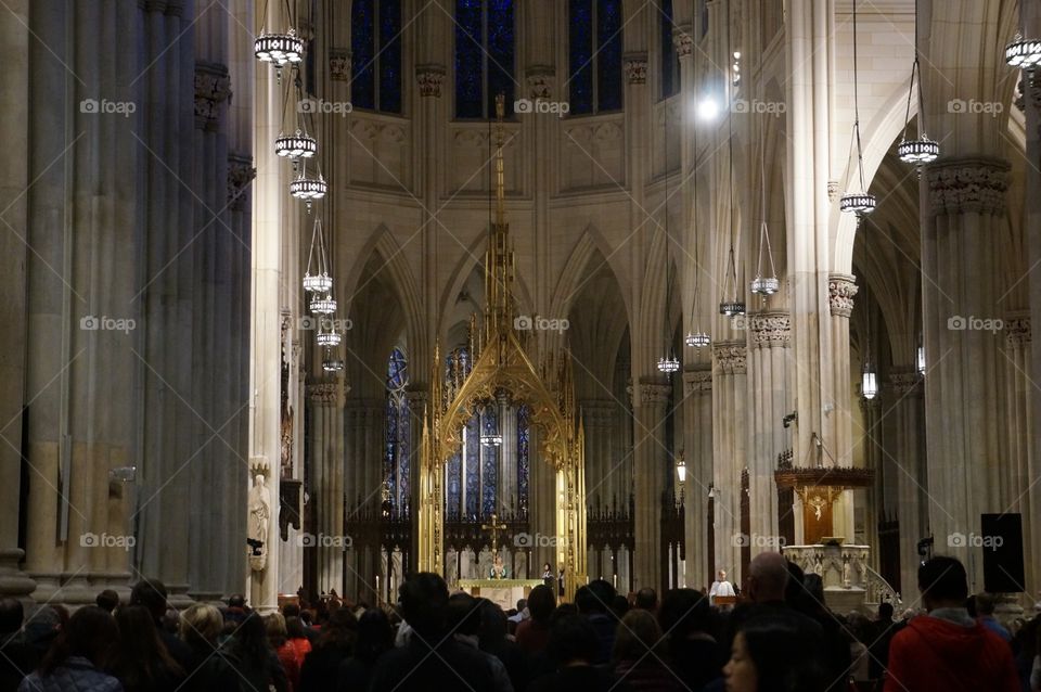 Inside the St. Patrick's Cathedral in NYC. 