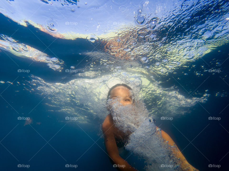 boy underwater