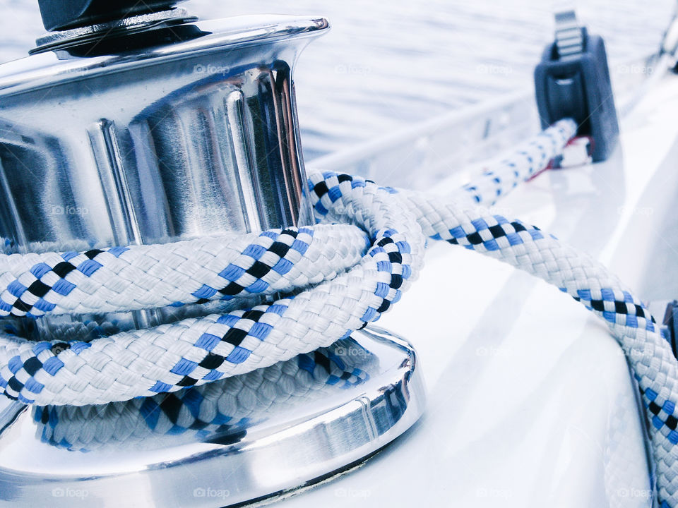 Winch on sailing boat