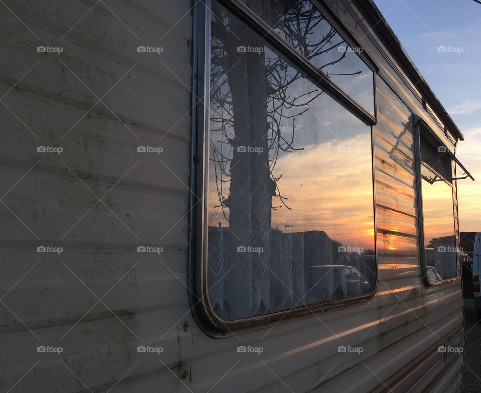 Reflection in caravan window