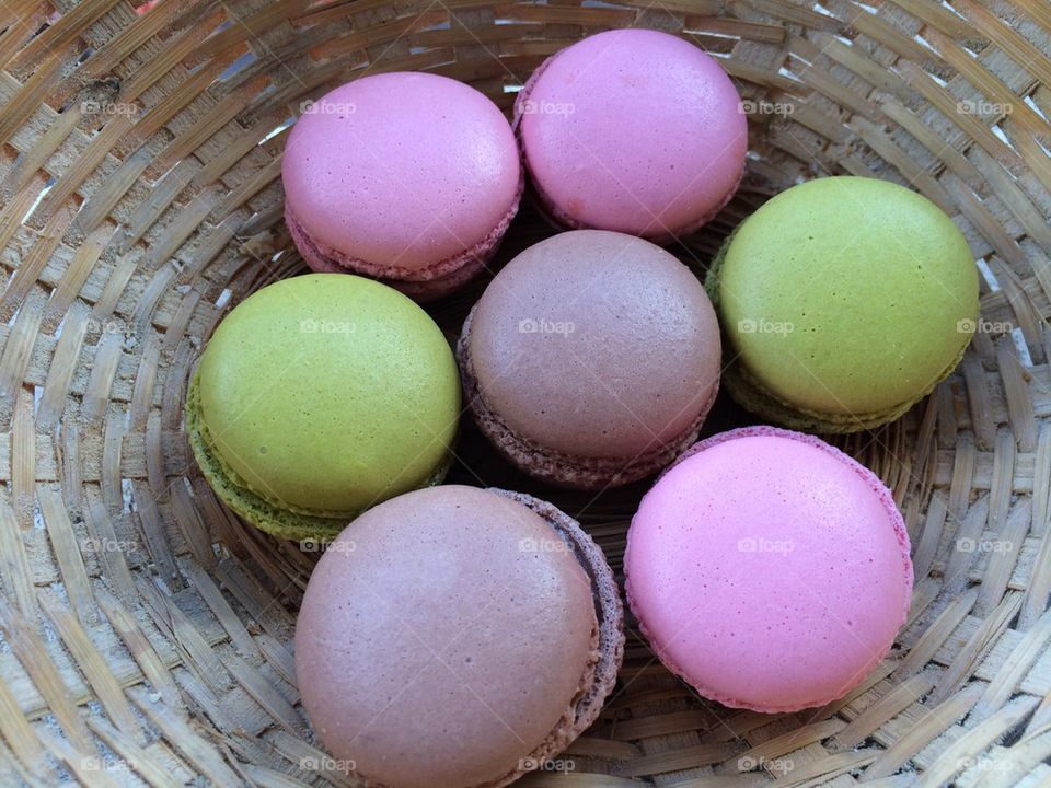 Macarons in a basket