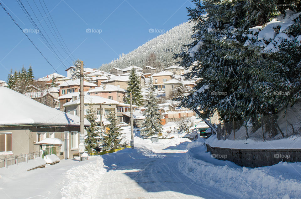 Winter landscape, Ravnogor Village, Bulgaria