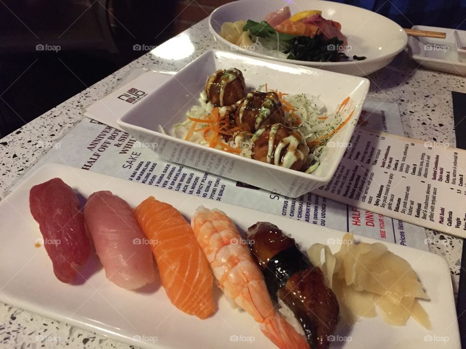 Sushi, salmon, tuna, eel, ginger, wasabi, albacore, Japanese food, shrimp, restaurant, sashimi, menu, tako balls, yummy food, delicious 