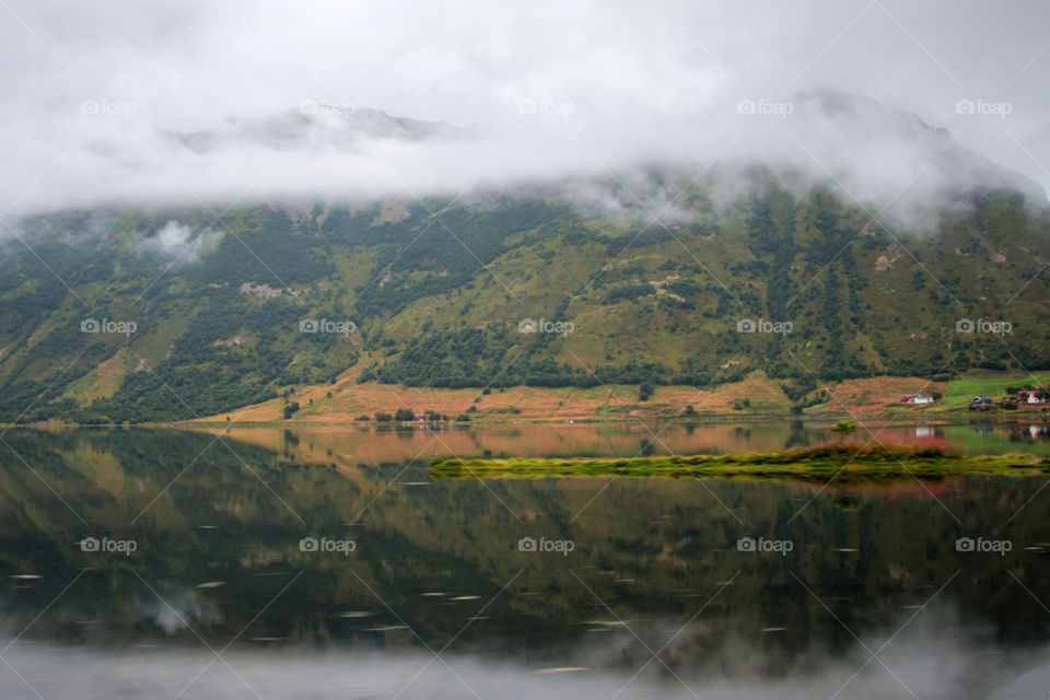 Driving through a foggy Norway