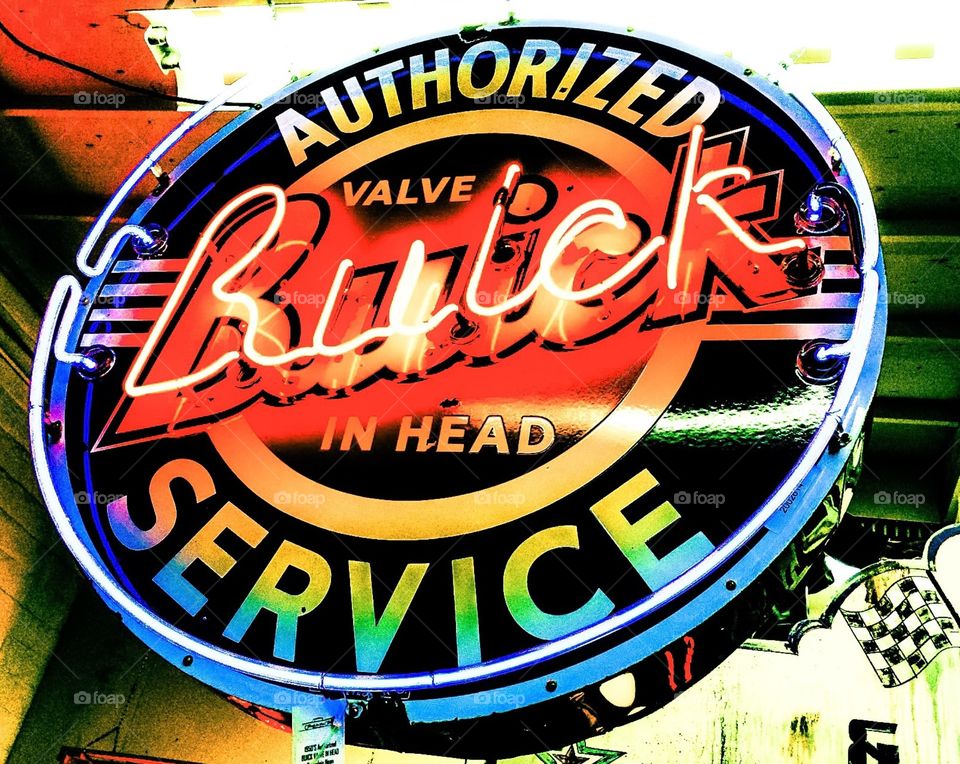Vintage Buick neon service sign. 
