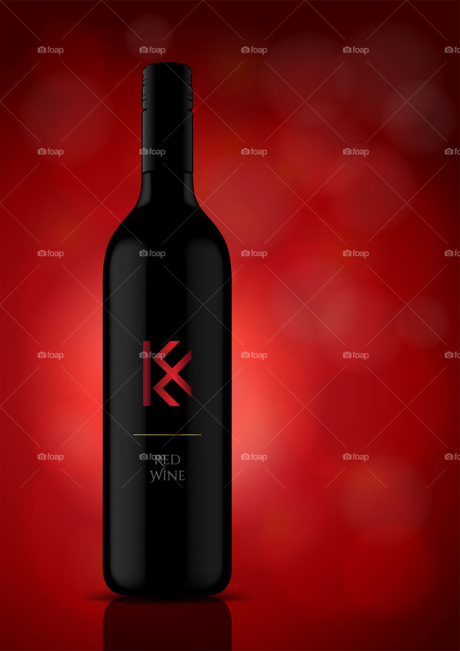 Red wine bottle with beautiful bokeh background