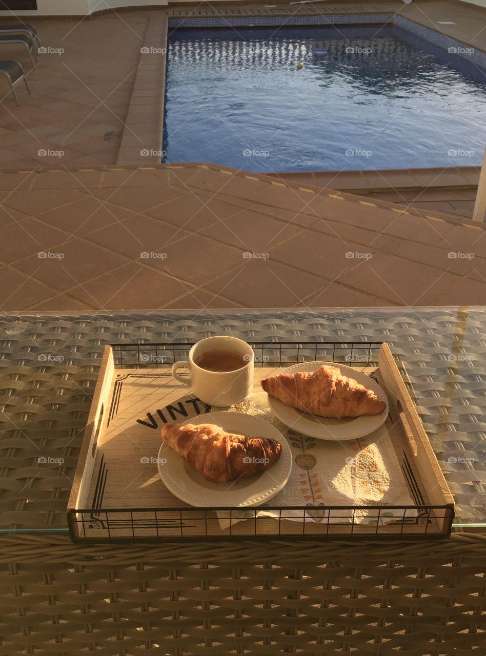Terrace breakfast as sun rise