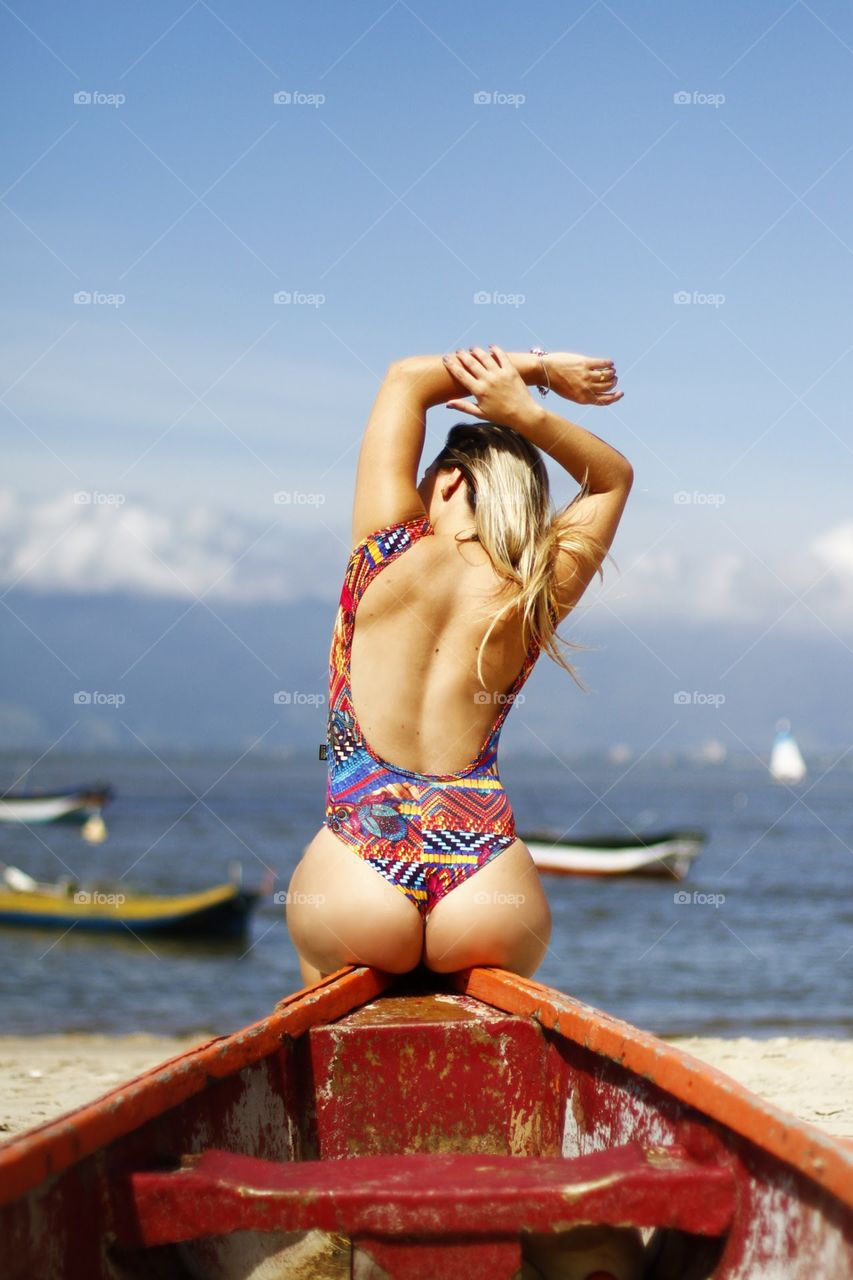 Boat girl beach