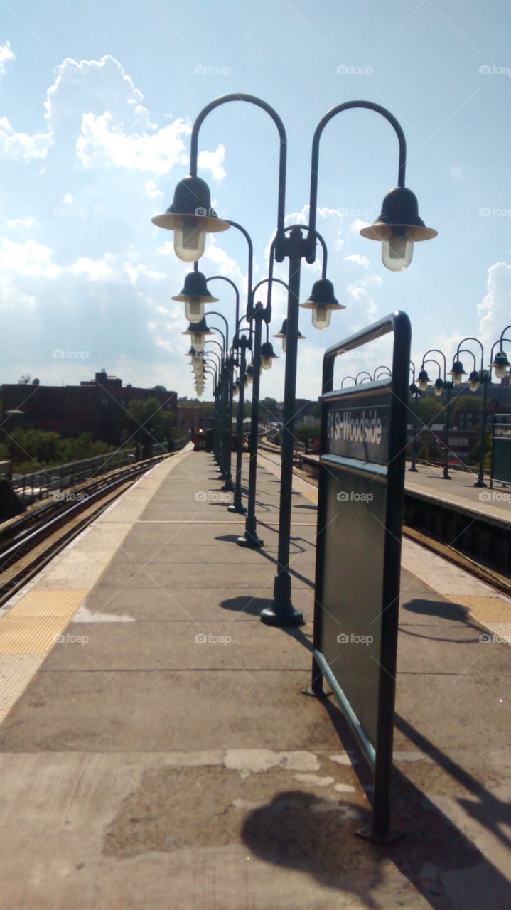 Row of Lights at Subway Train Platform