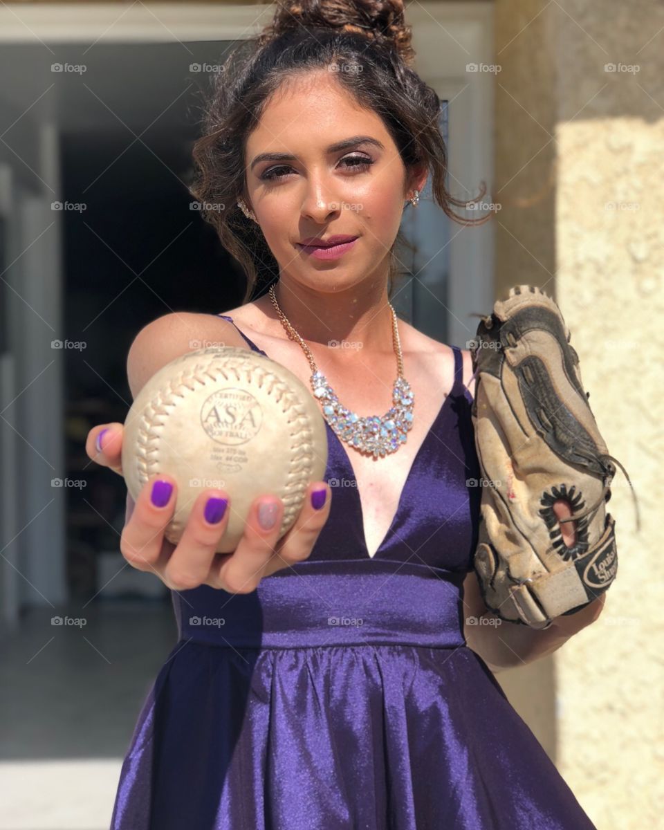 A prom dress and a soft ball 