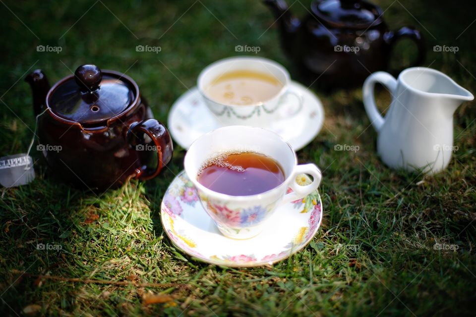 british summer and tea in the garden