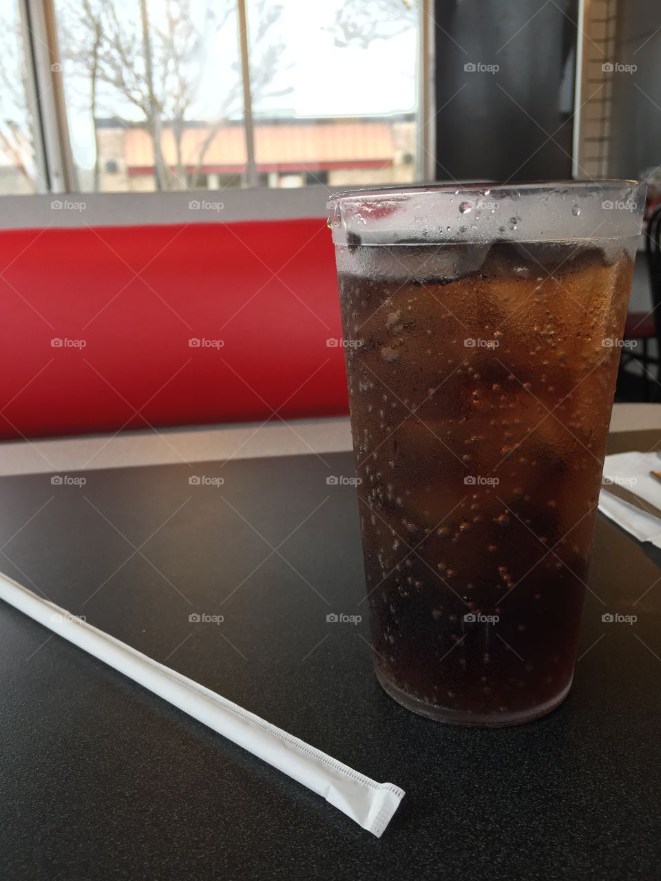 Ordering a soda at the restaurant