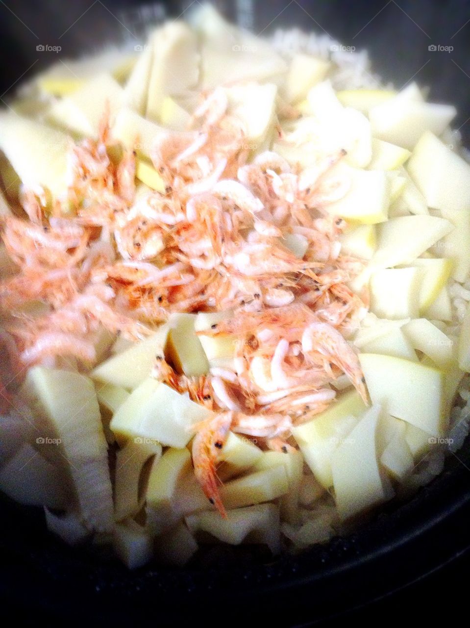 Sakuraebi and bamboo rice