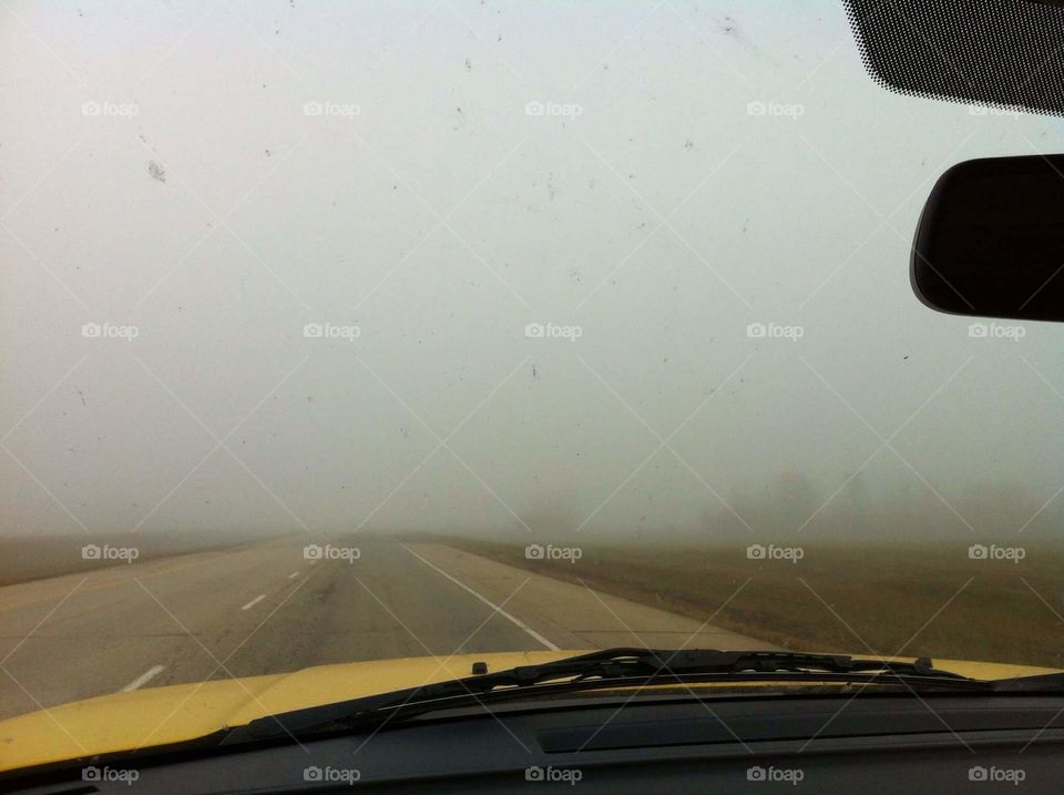 Driving through foggy, stormy Alberta! 