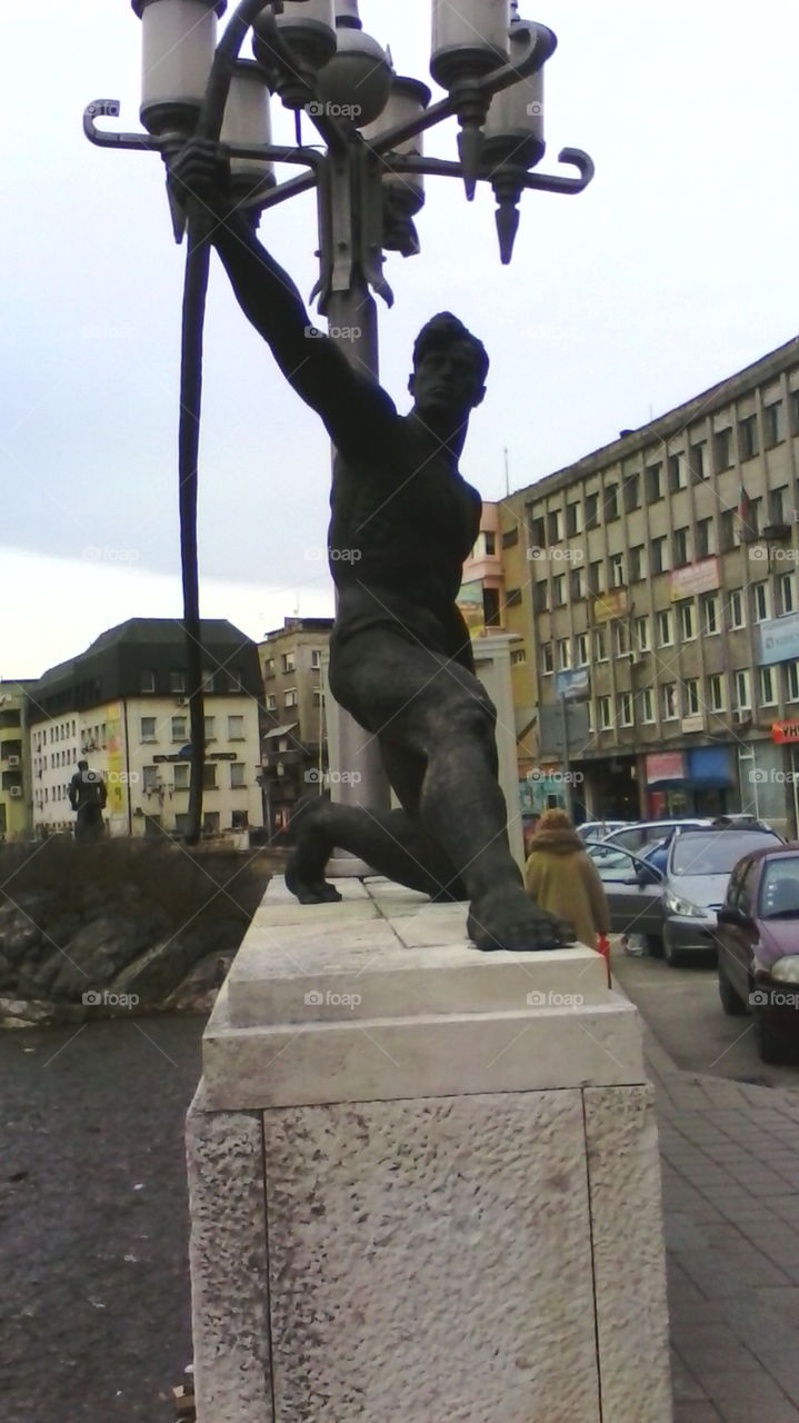 Statue on river Yantra in Gabrovo city.